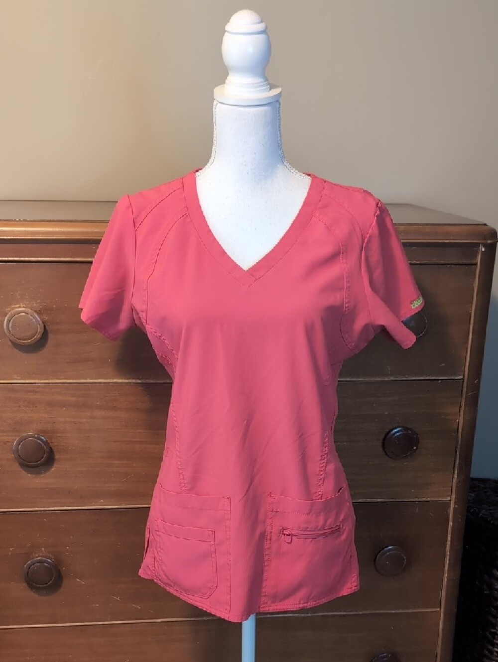 ACTIVATE by med couture scrub hospital top coral stretch fit M - Picture 2 of 12